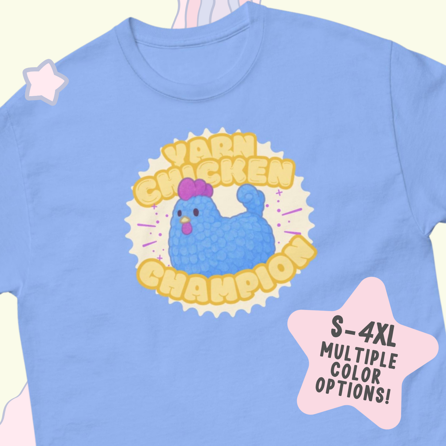 Yarn Chicken Champion Crochet Blue Chicken Unisex T-Shirt