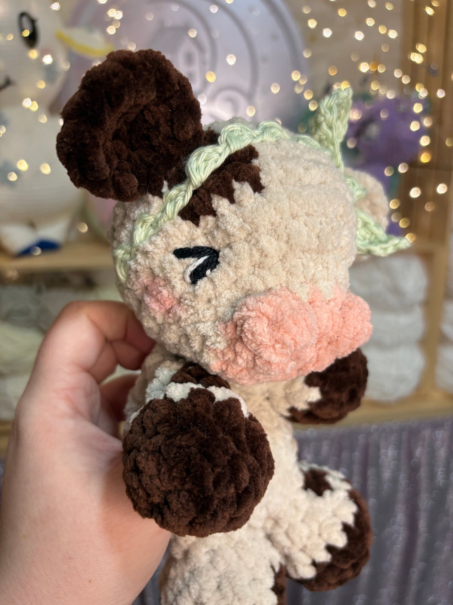 Dairy Cow Baby Snuggler Handmade Crochet Plushie