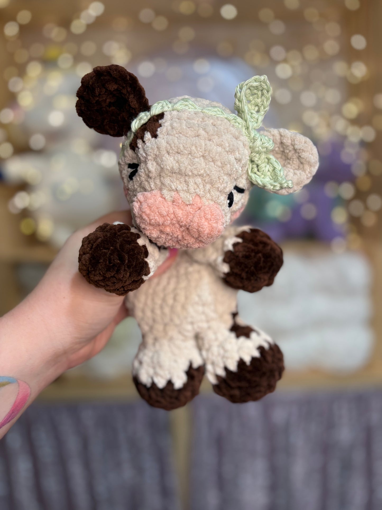 Dairy Cow Baby Snuggler Handmade Crochet Plushie