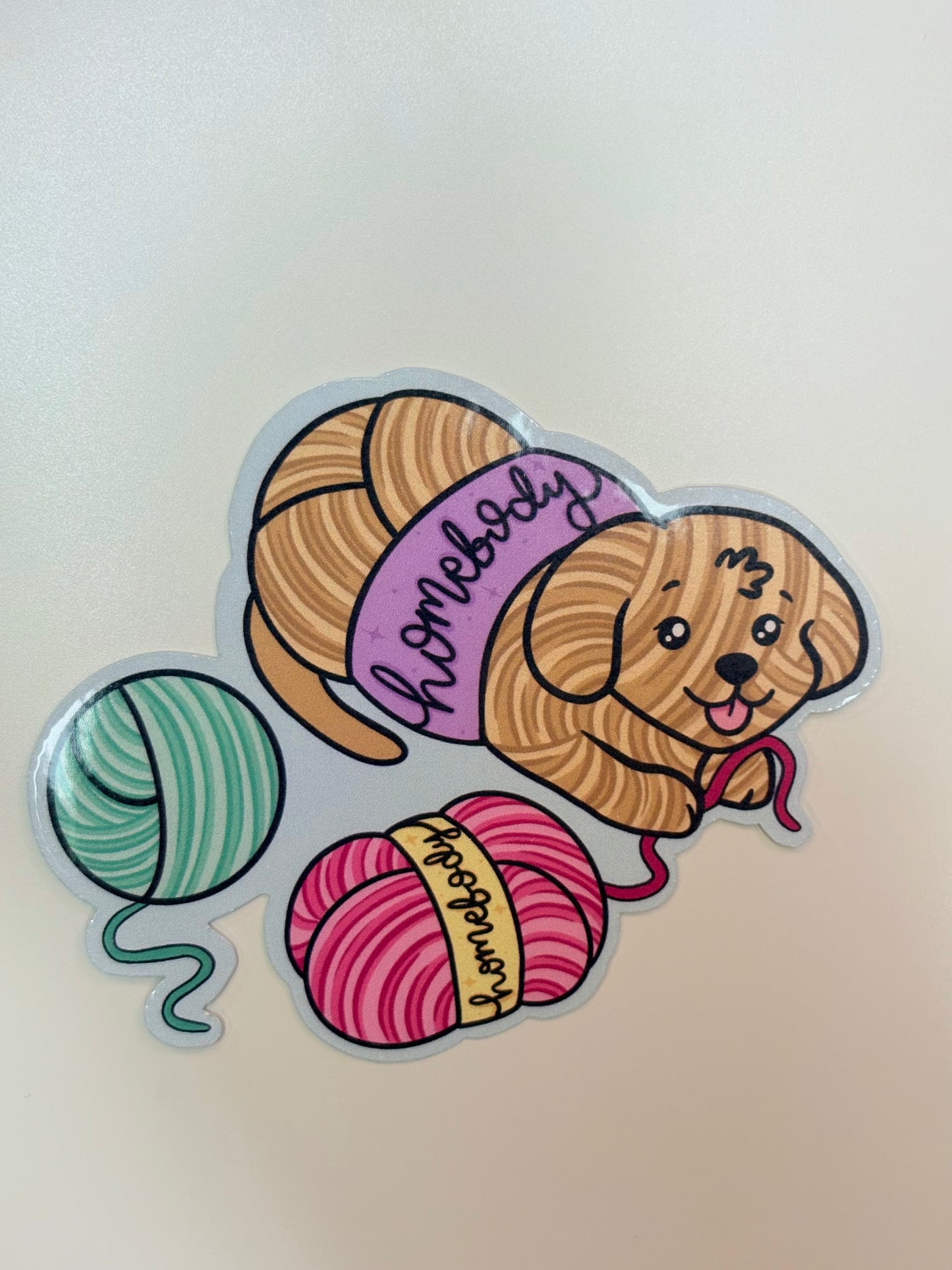 Yarn Dog Crocheter/Knitter Homebody Sticker - Waterproof Sticker for Water Bottle/Stanley, Car, Laptop, Phone, Game Console