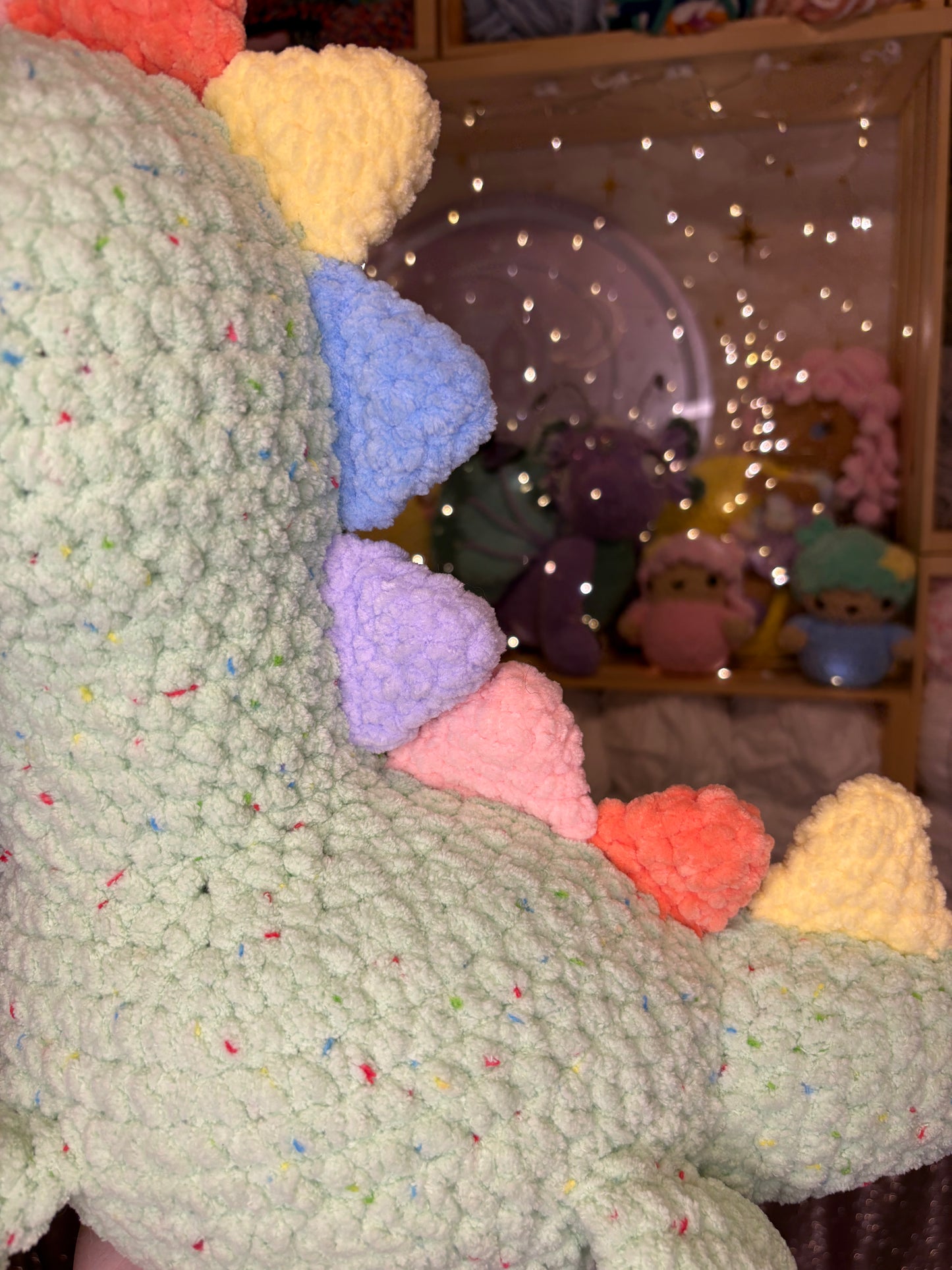Nessie the Loch Ness Monster Pastel Rainbow Dino Handmade Crochet Plushie
