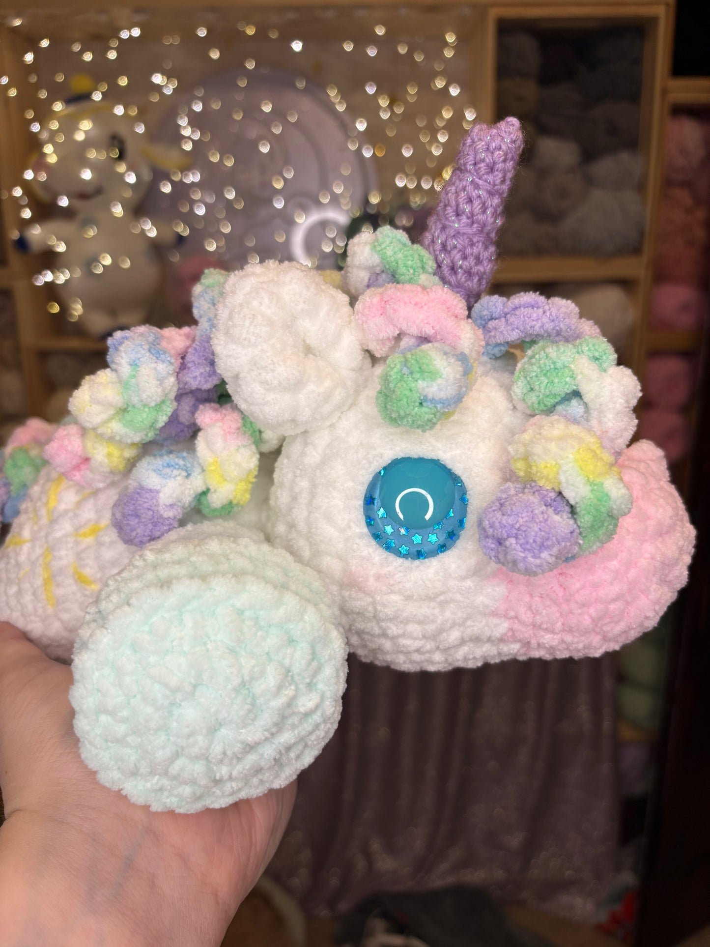Splooting Pastel Unicorn Handmade Crochet Plushie