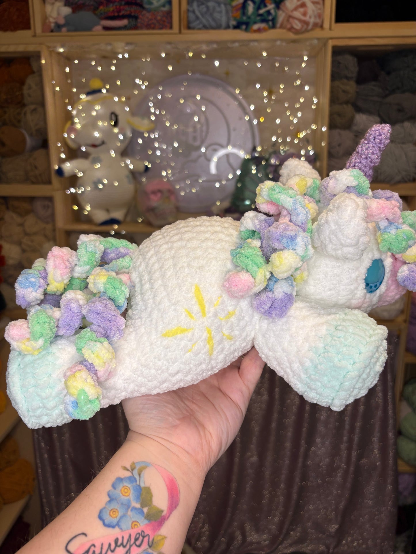 Splooting Pastel Unicorn Handmade Crochet Plushie