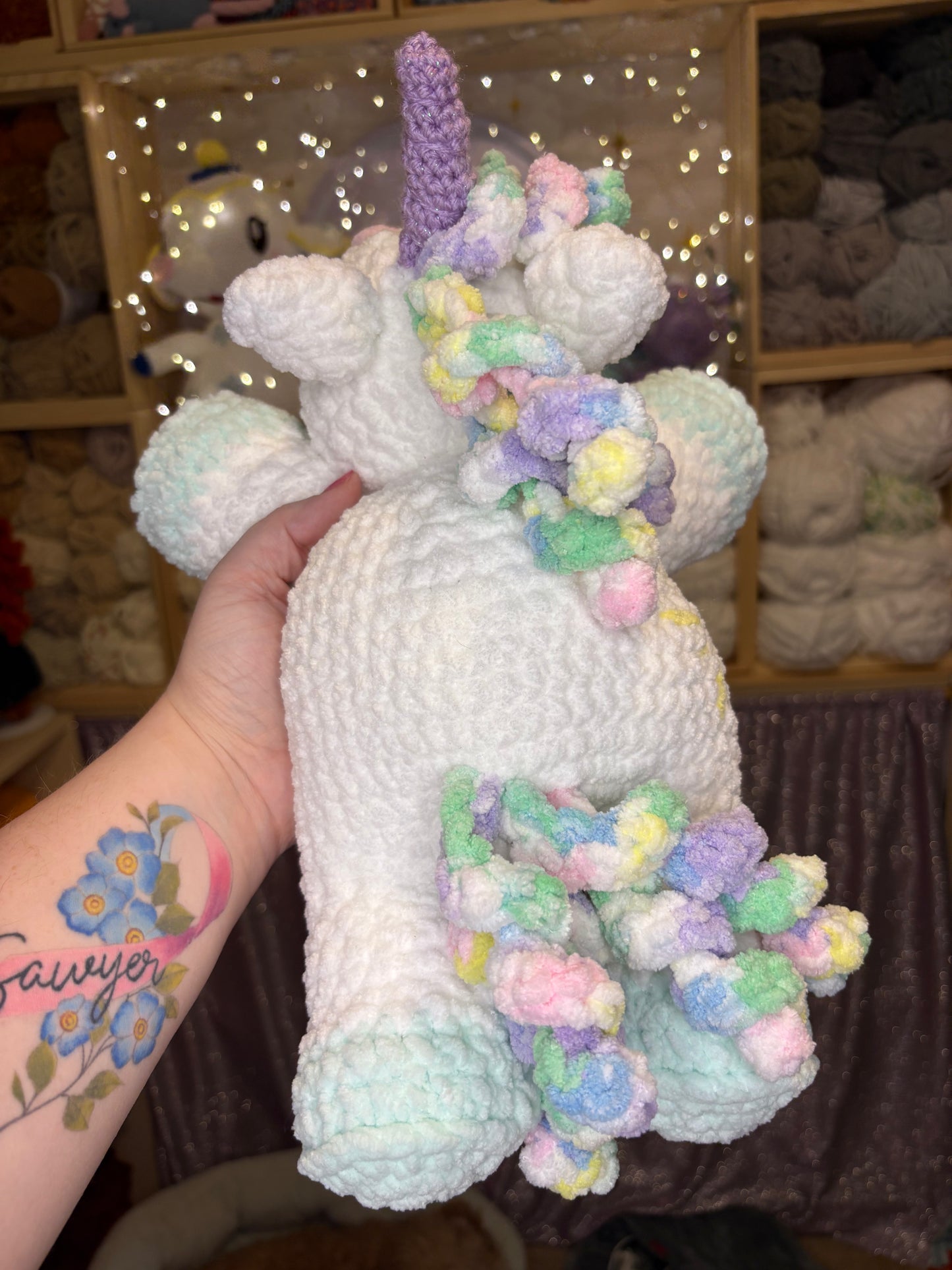 Splooting Pastel Unicorn Handmade Crochet Plushie