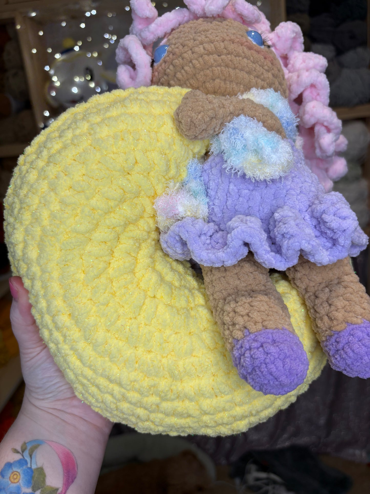 Luna Doll on the Moon Handmade Crochet Plushie