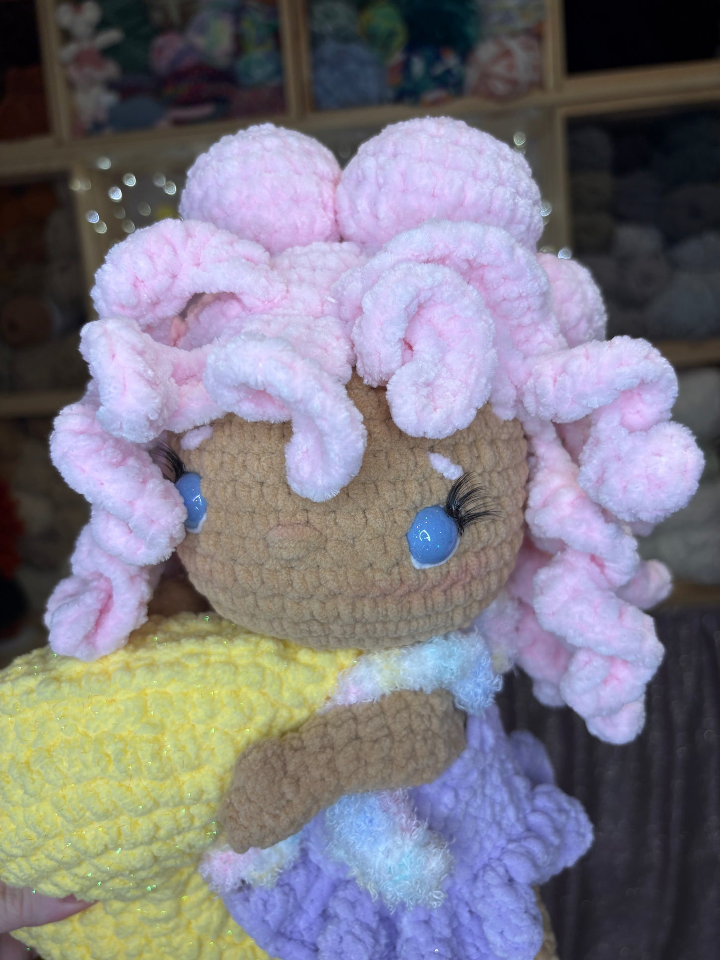 Luna Doll on the Moon Handmade Crochet Plushie