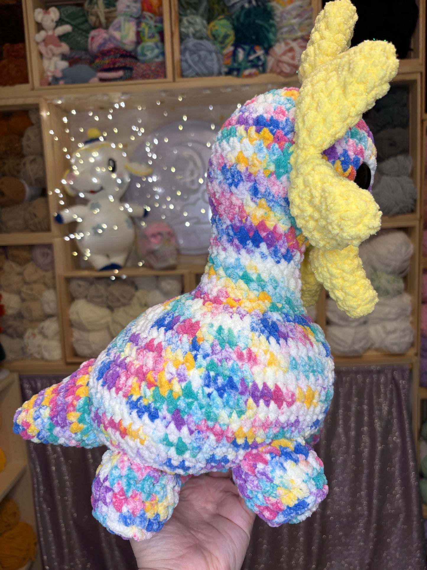 Rainbow Daisy Dino Flower Handmade Crochet Plushie