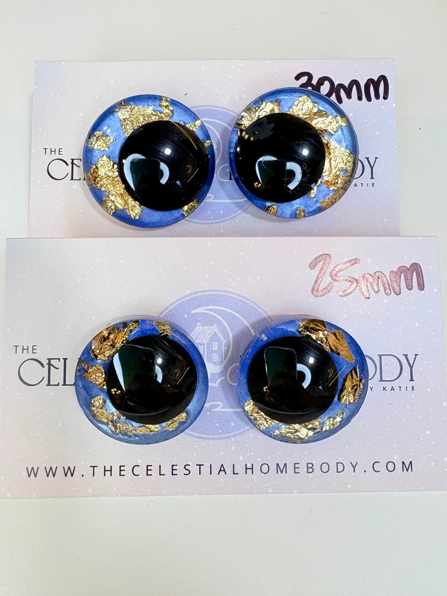 Regency Blue/Gold Foil 3D Safety Eyes - 20mm, 25mm, 30mm