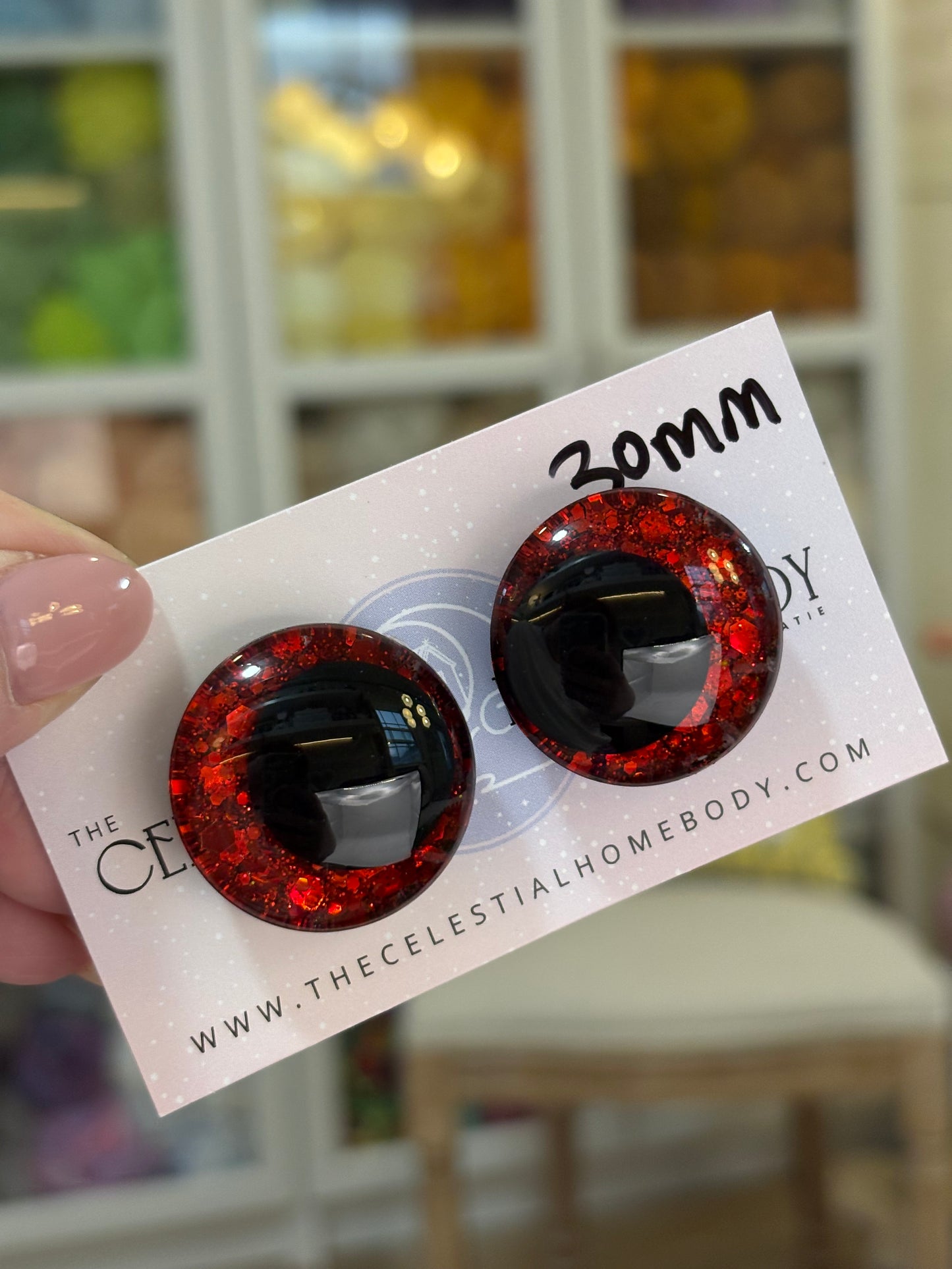 Ruby Red Sparkle 3D Safety Eyes