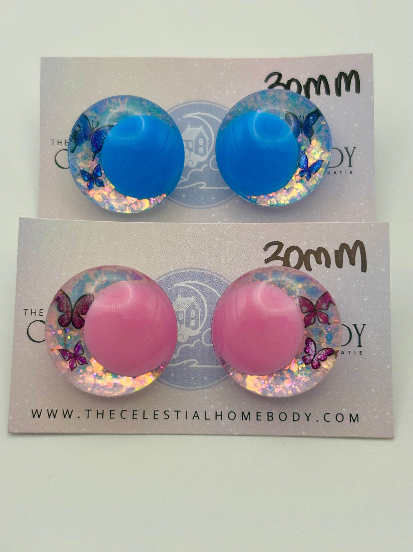 Girl Like You Butterflies - Pink/Blue Colored Pupil 3D Safety Eyes