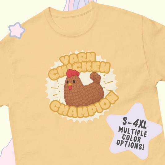 Yarn Chicken Champion Crochet Brown Chicken Unisex T-Shirt
