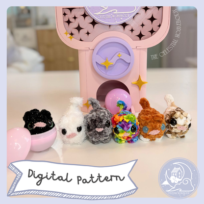 Itty Bitty Kitty No-Sew Beginner Crochet Pattern For Gatchapon Capsule/Keychain Digital Download Quick Amigurumi Pattern