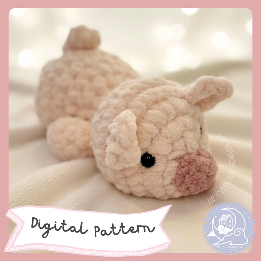 Lazy Piggy Low-Sew Beginner Crochet Pattern Digital Download Quick Amigurumi Pattern