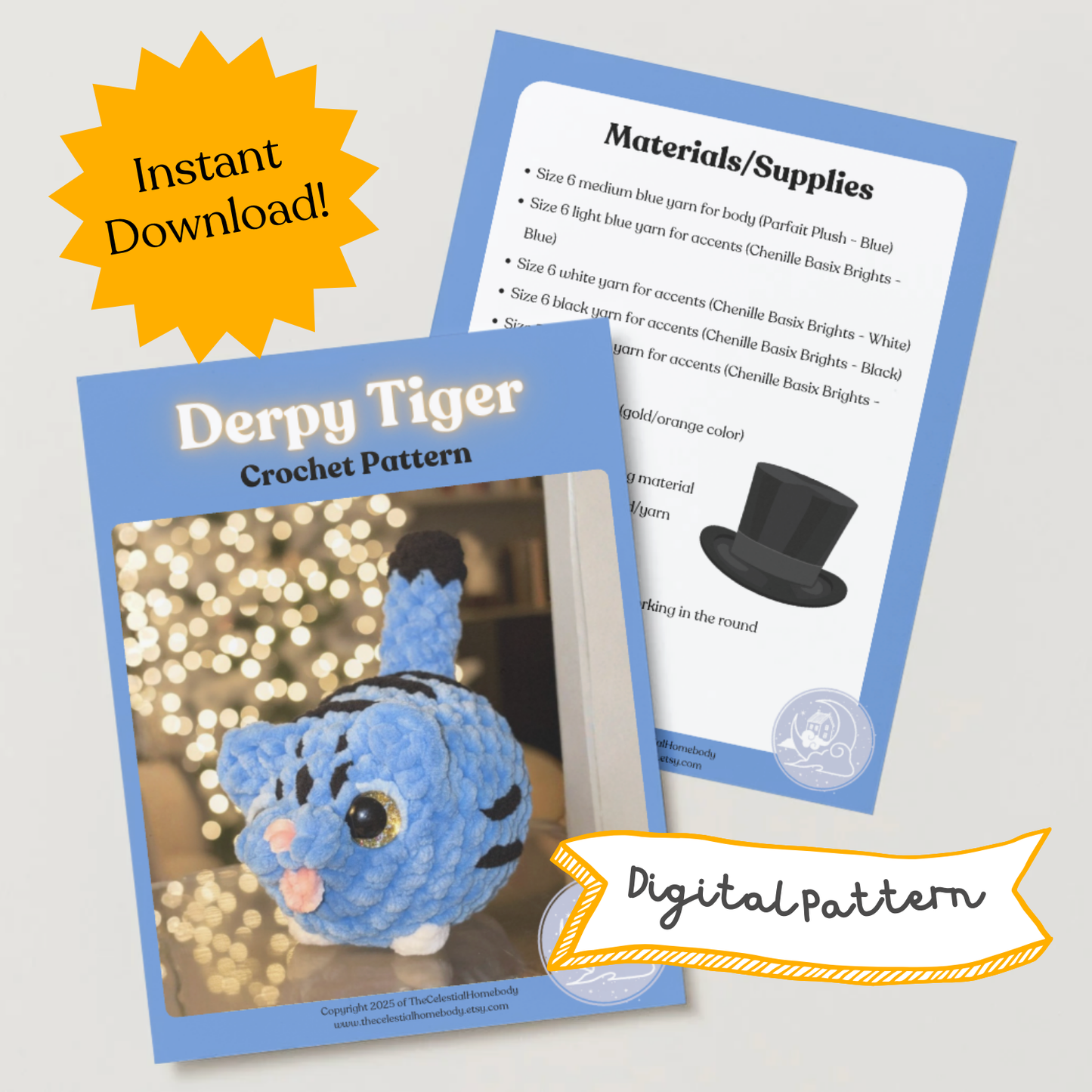 Loaf Tiger Crochet Pattern Digital Download Quick Amigurumi Pattern Great for Market Prep!