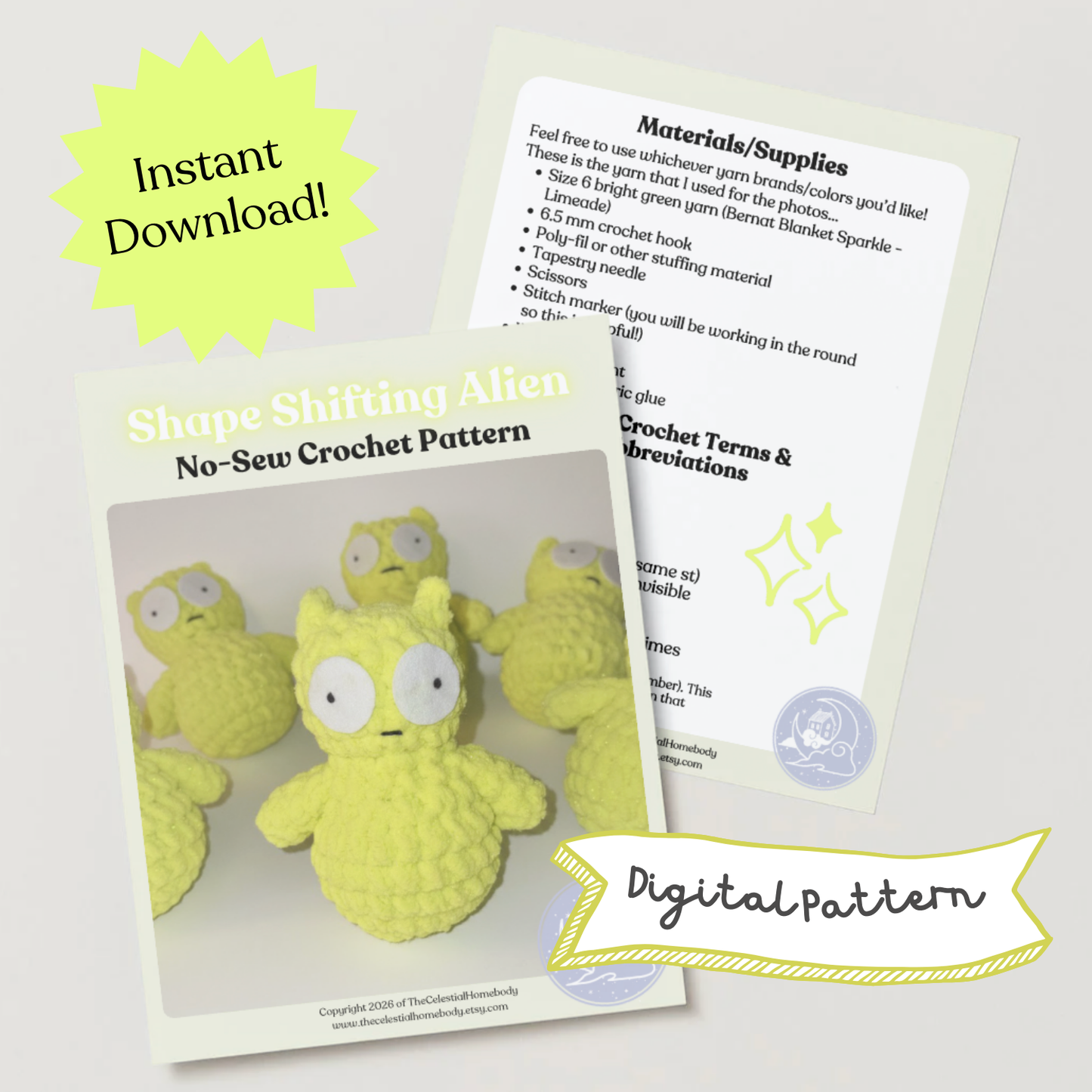 Shape Shifting Alien Crochet Pattern Digital Download Quick Amigurumi Pattern Great for Market Prep!