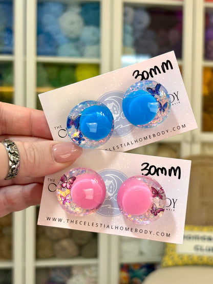 Girl Like You Butterflies - Pink/Blue Colored Pupil 3D Safety Eyes