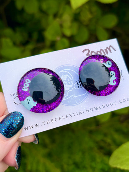 Glow-In-The-Dark Ghosts Purple Glitter+Green or Orange Pupil - 3D Safety Eyes