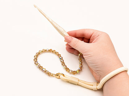 Cream Nylon Hook Halo Adjustable Wristlet