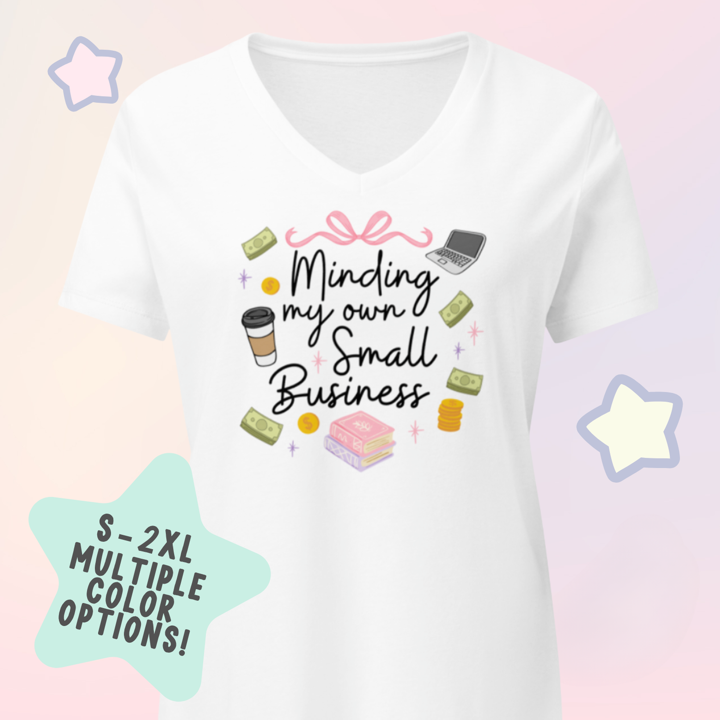 Minding my Own Small Business Women’s Relaxed V-neck T-shirt