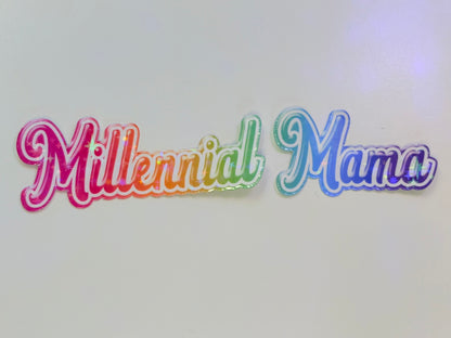 Millennial Mama Lisa Frank Inspired Rainbow Sparkly Holographic Sticker - Waterproof Sticker for Water Bottle/Stanley, Car, Laptop, Phone, Game Console
