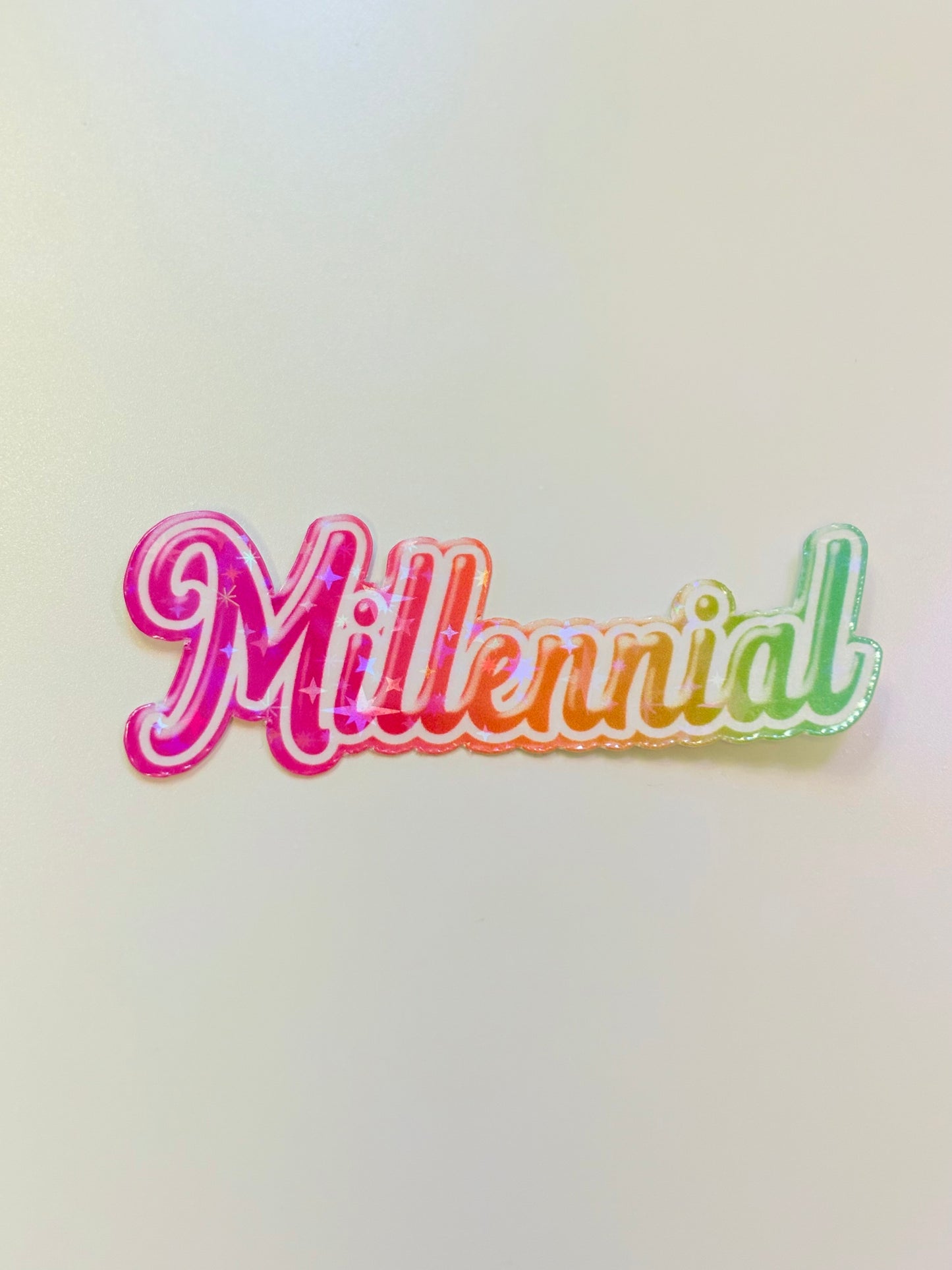 Millennial Mama Lisa Frank Inspired Rainbow Sparkly Holographic Sticker - Waterproof Sticker for Water Bottle/Stanley, Car, Laptop, Phone, Game Console