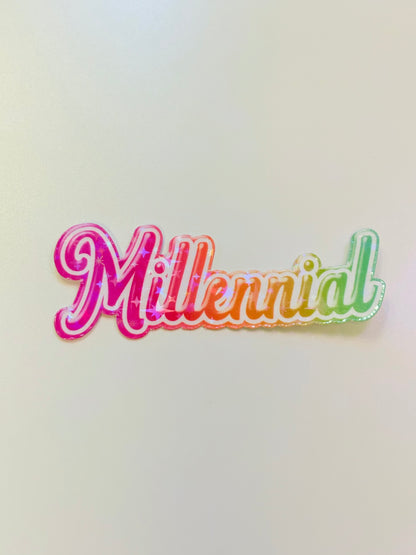 Millennial Mama Lisa Frank Inspired Rainbow Sparkly Holographic Sticker - Waterproof Sticker for Water Bottle/Stanley, Car, Laptop, Phone, Game Console