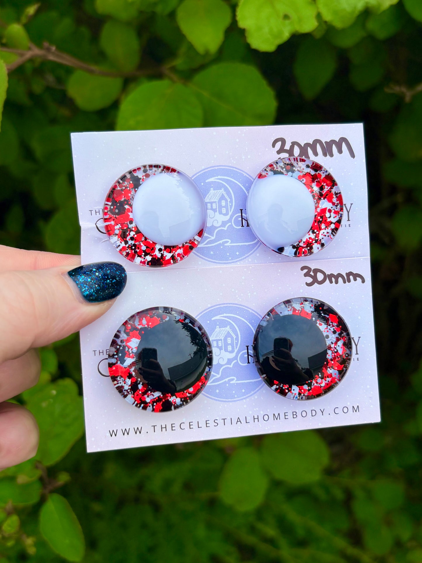 Harlequin Red/Black/White - 3D Safety Eyes