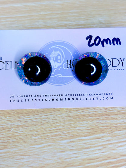 Cinderella Butterfly Blue Sparkle Hologrpahic 3D Safety Sinker Eyes - 30mm, 20mm