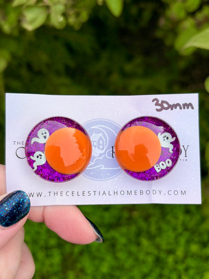 Glow-In-The-Dark Ghosts Purple Glitter+Green or Orange Pupil - 3D Safety Eyes
