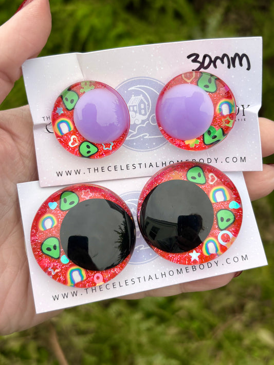 Neon Y2K Alien Black or Purple Pupil - 3D Safety Eyes