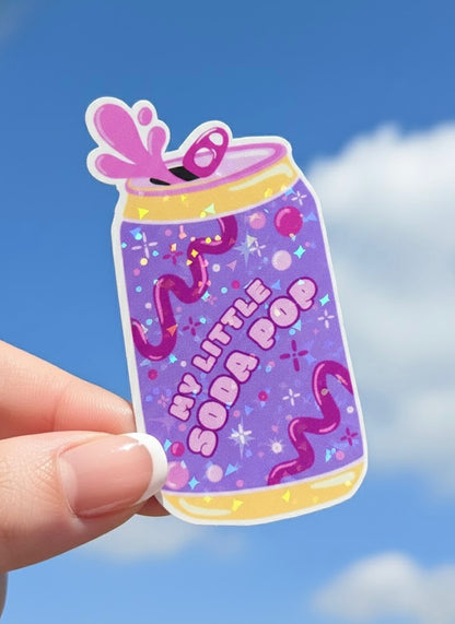 Soda Pop Sparkly Holographic Sticker - Waterproof Sticker for Water Bottle/Stanley, Car, Laptop, Phone, Game Console