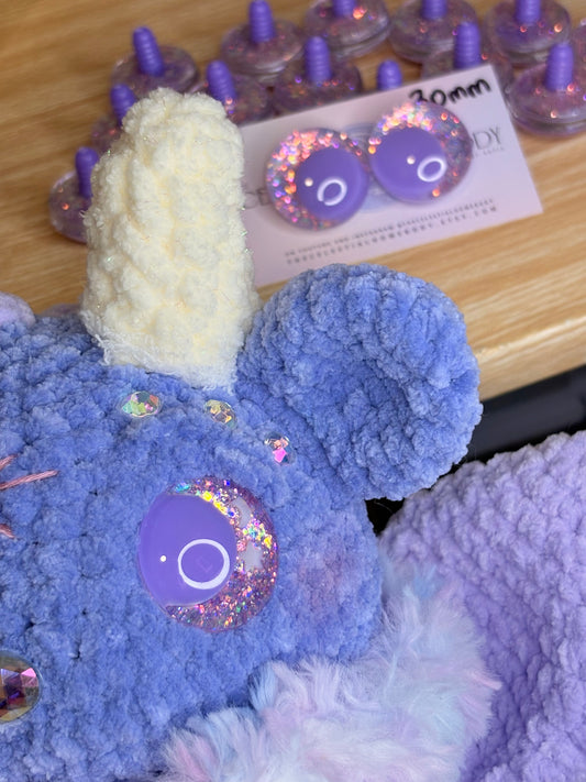 Moonbeam Holographic Opal Glitter Purple Pupil 3D Safety Eyes - 30mm