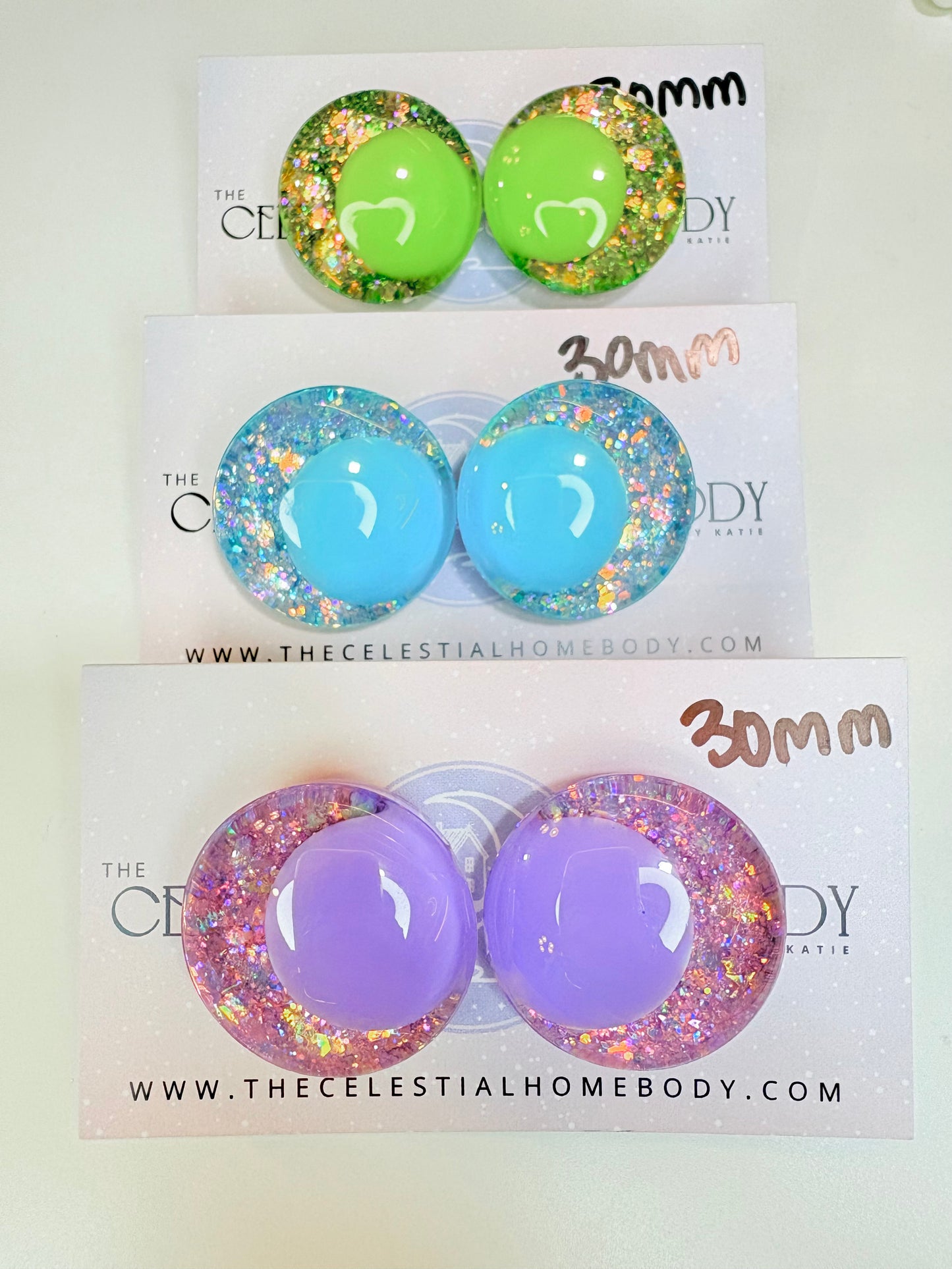 Pastel Opal Blue, Green, Purple Colored Pupil 3D Safety Eyes - 30mm