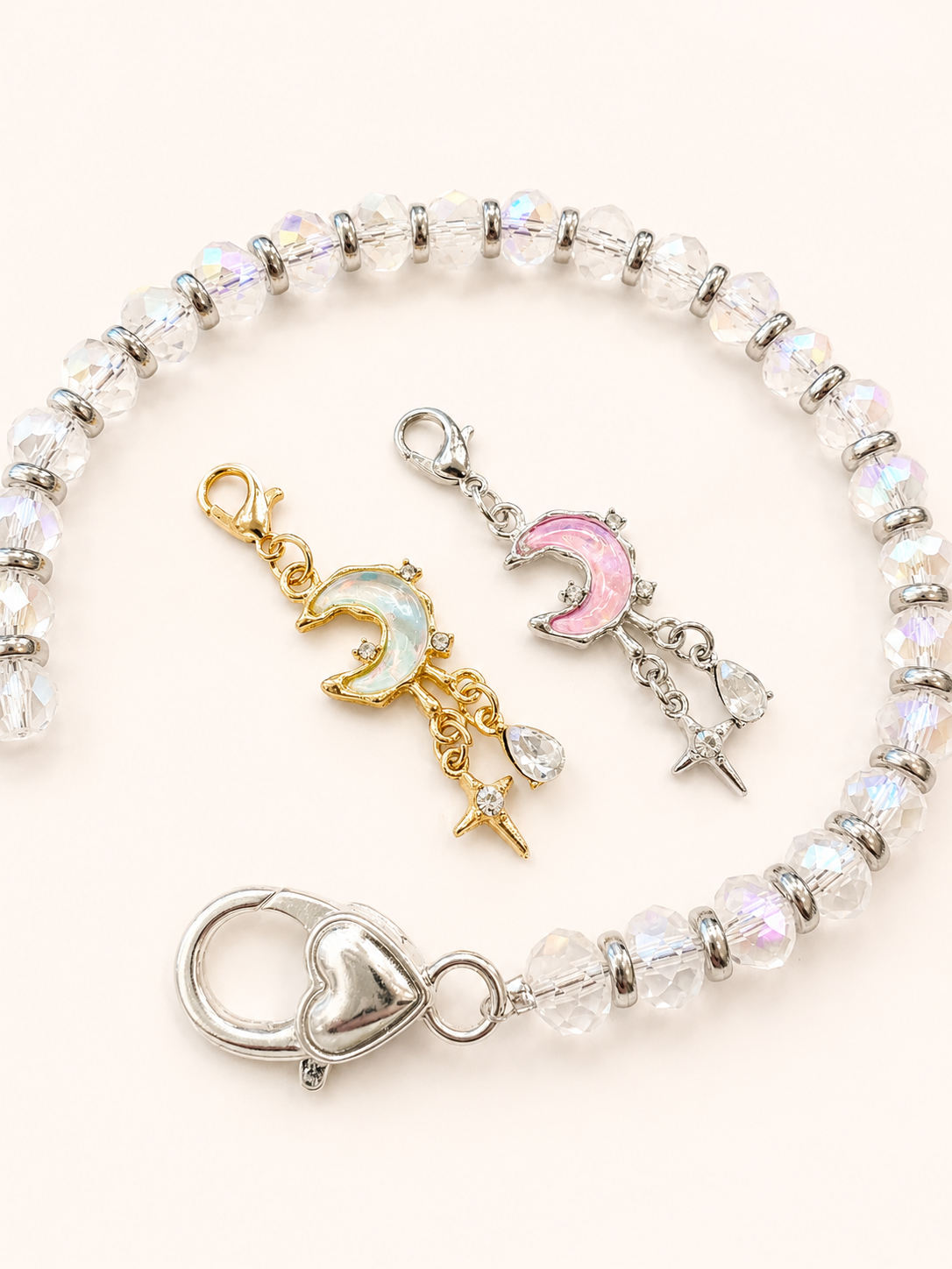 Celestial Moon Color Shifting Crystal Stitch Marker Gold or Silver