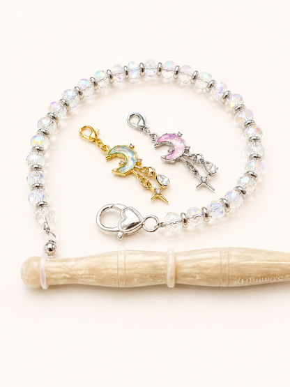 Celestial Moon Color Shifting Crystal Stitch Marker Gold or Silver