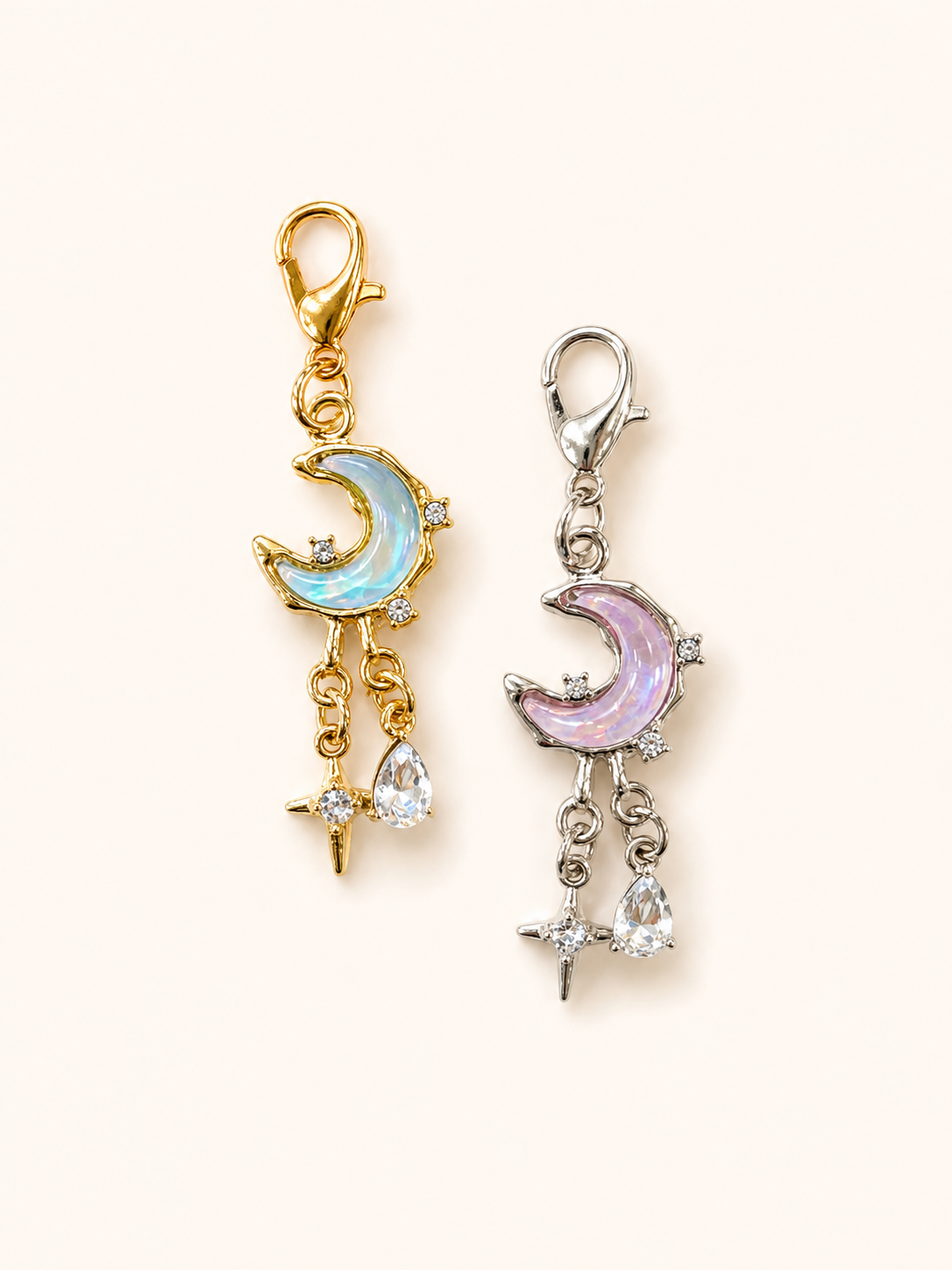 Celestial Moon Color Shifting Crystal Stitch Marker Gold or Silver