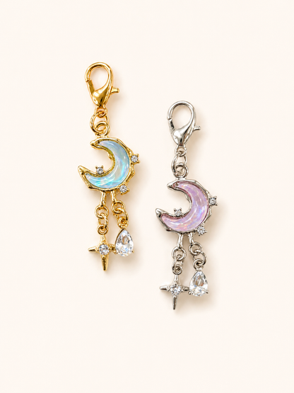 Celestial Moon Color Shifting Crystal Stitch Marker Gold or Silver