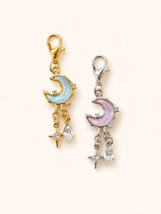 Celestial Moon Color Shifting Crystal Stitch Marker Gold or Silver