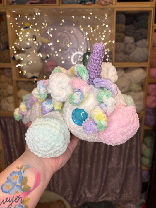 Splooting Pastel Unicorn Handmade Crochet Plushie
