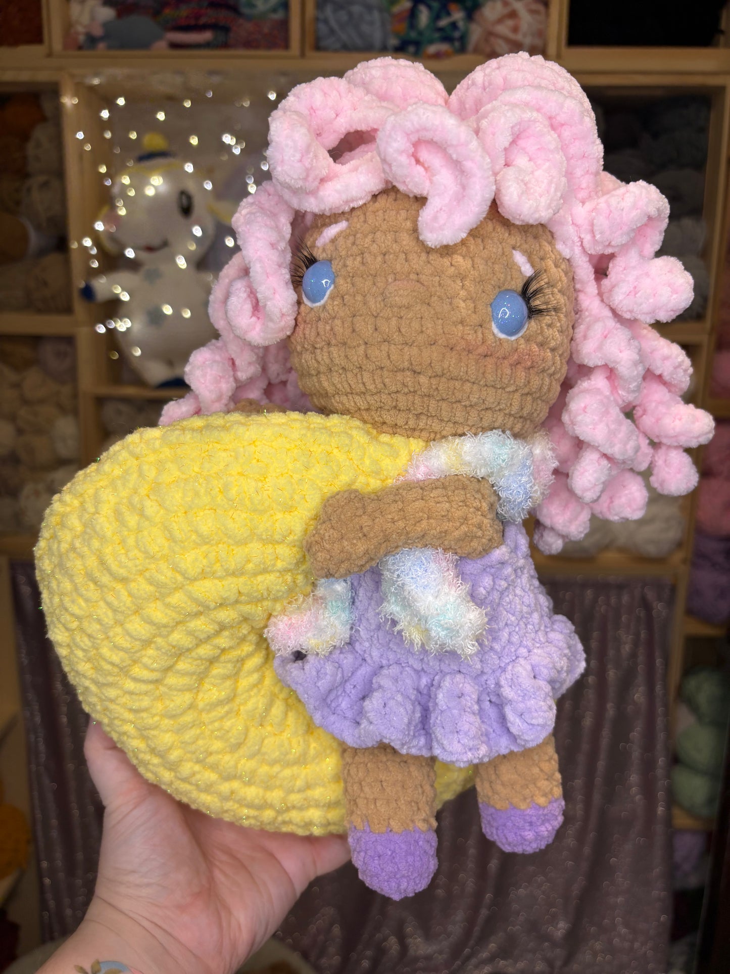 Luna Doll on the Moon Handmade Crochet Plushie