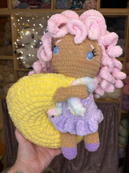 Luna Doll on the Moon Handmade Crochet Plushie