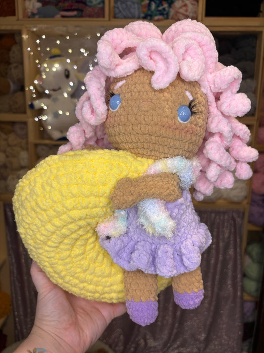 Luna Doll on the Moon Handmade Crochet Plushie