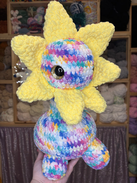 Rainbow Daisy Dino Flower Handmade Crochet Plushie