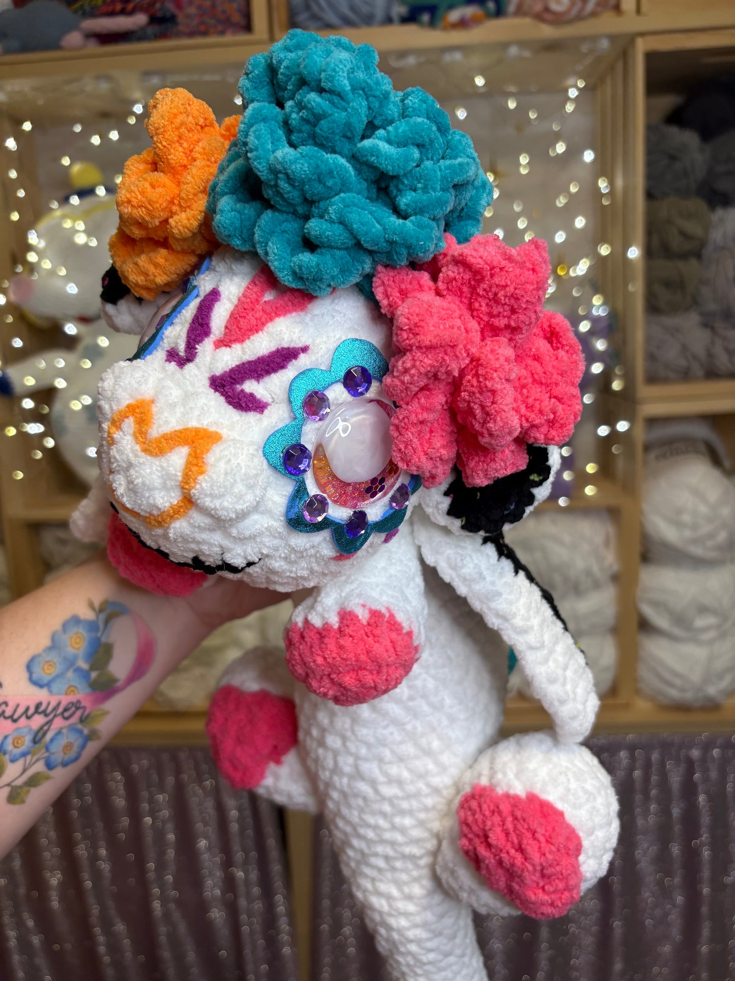 Day of the Dead Dragon Sugar Skull Handmade Crochet Plushie