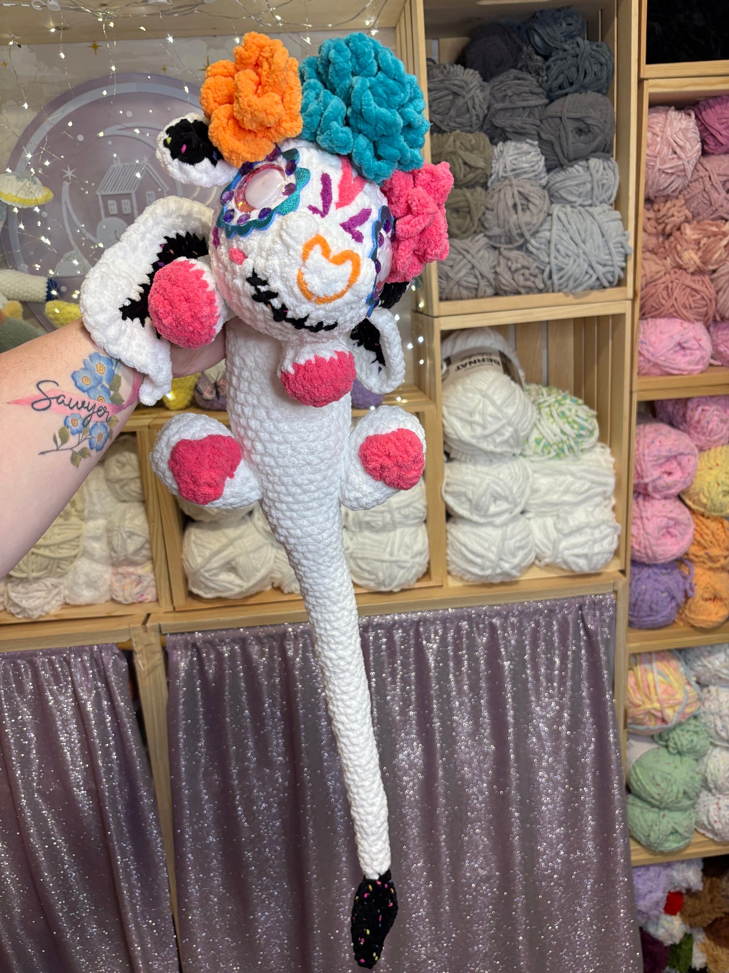Day of the Dead Dragon Sugar Skull Handmade Crochet Plushie
