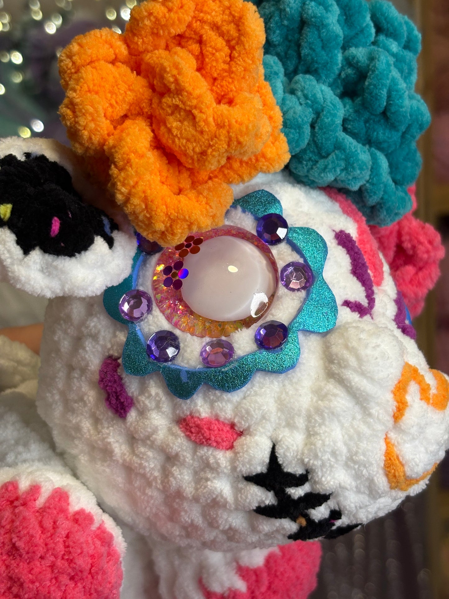 Day of the Dead Dragon Sugar Skull Handmade Crochet Plushie