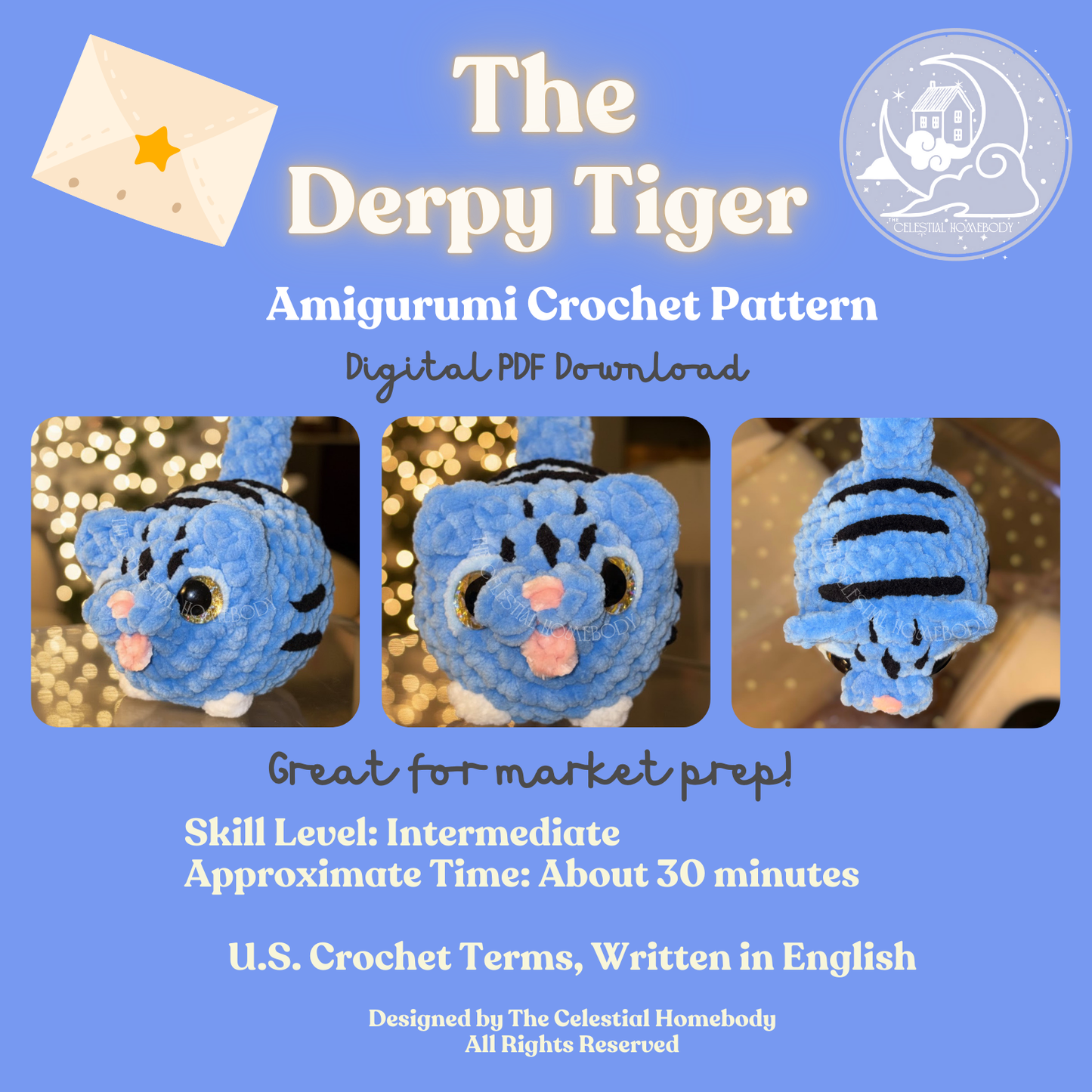 Loaf Tiger Crochet Pattern Digital Download Quick Amigurumi Pattern Great for Market Prep!