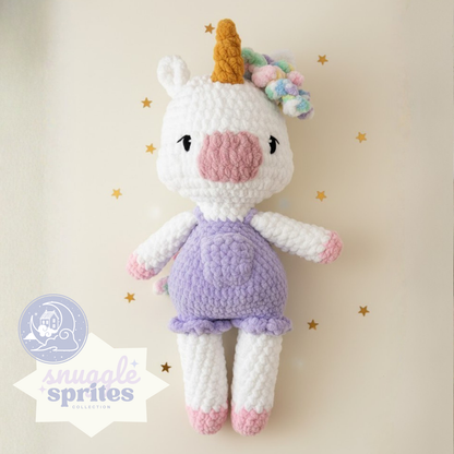Luna the Unicorn Low-Sew Crochet Amigurumi Pattern DIGITAL DOWNLOAD - Snuggle Sprites Collection (Copy)