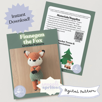 Finnegan the Fox No-Sew Crochet Amigurumi Pattern DIGITAL DOWNLOAD - Snuggle Sprites Collection