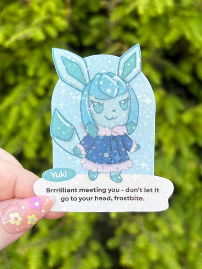 The Pocket Monster Fox as Villagers Collection - Holographic Waterproof Sticker for Water Bottle/Stanley, Car, Laptop, Phone, Game Console